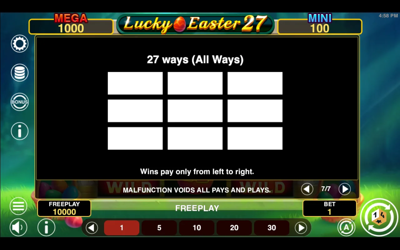 Game rules, page 7 — Lucky Easter 27 Hold And Win