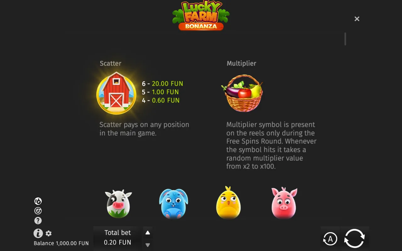 Game rules, page 1 — Lucky Farm Bonanza