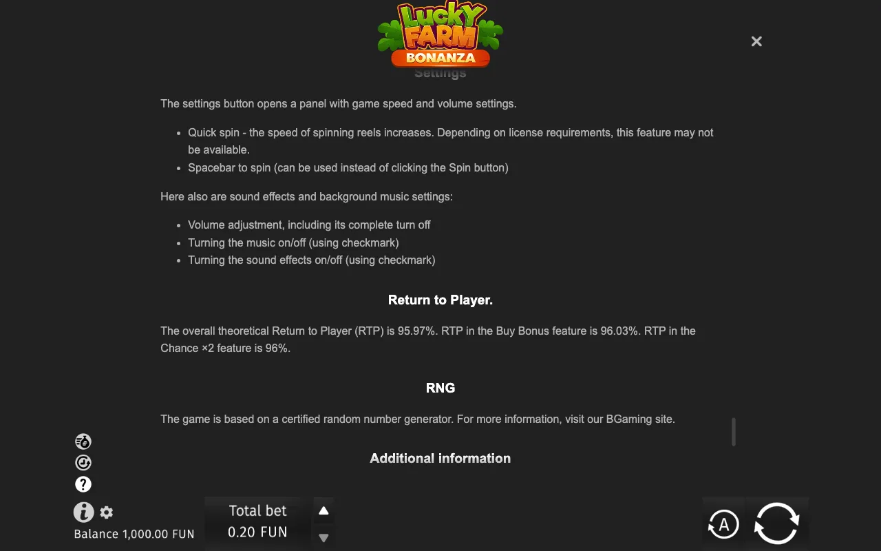 Game rules, page 9 — Lucky Farm Bonanza