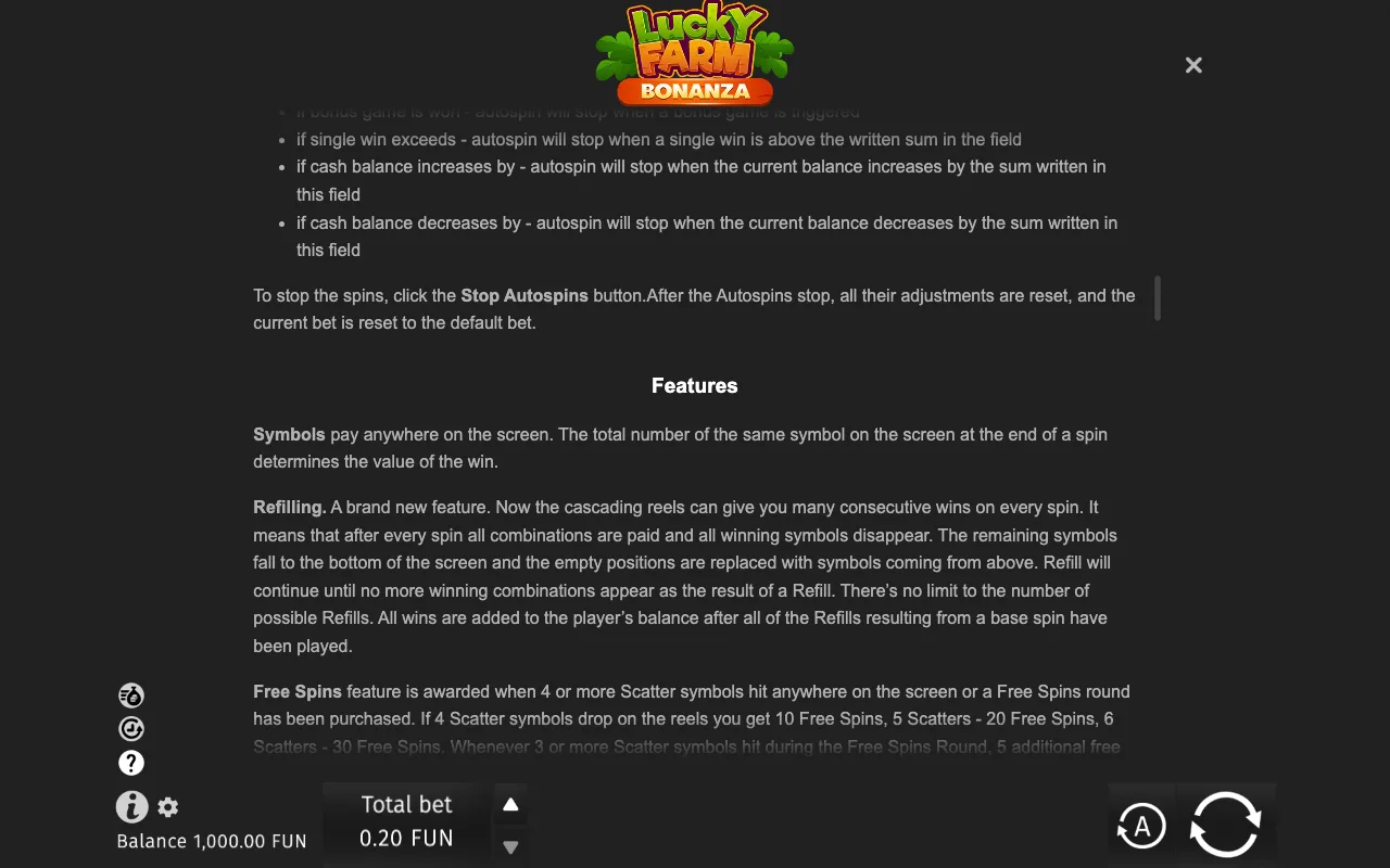 Game rules, page 6 — Lucky Farm Bonanza