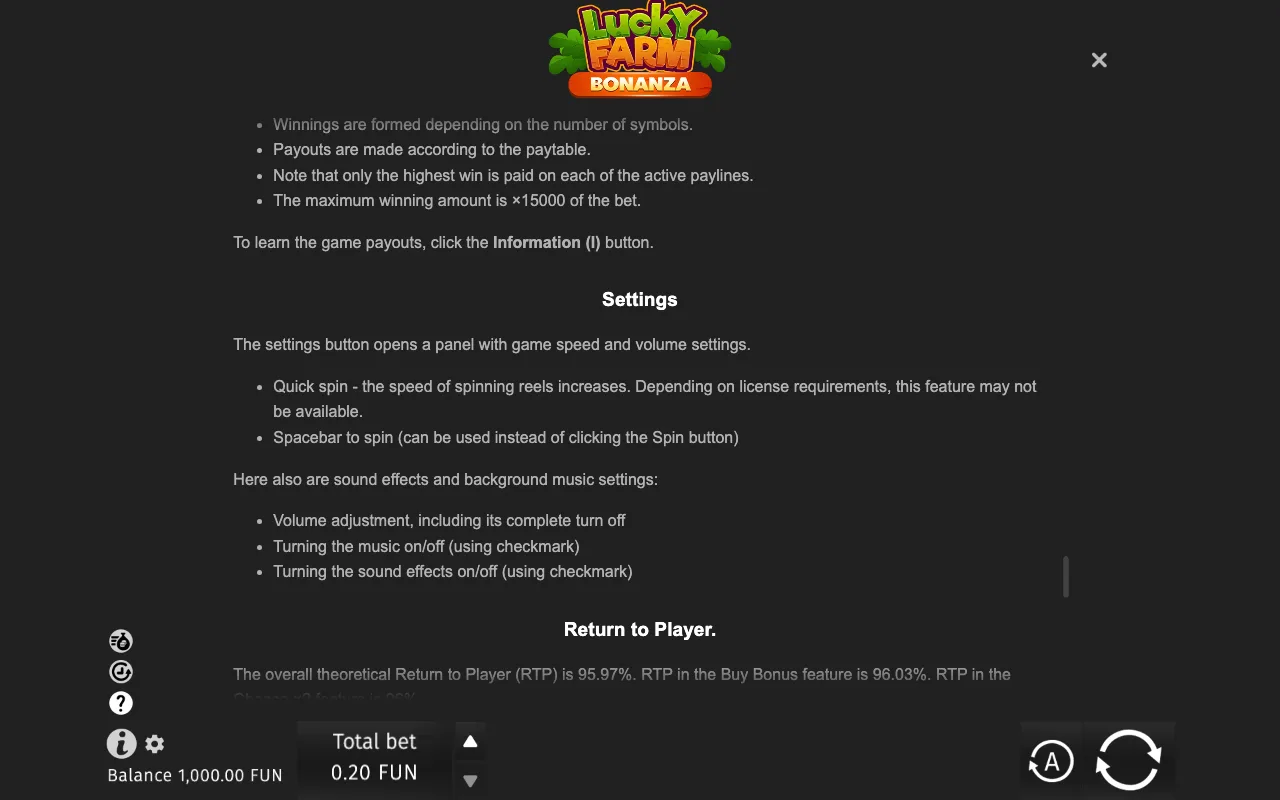 Game rules, page 8 — Lucky Farm Bonanza