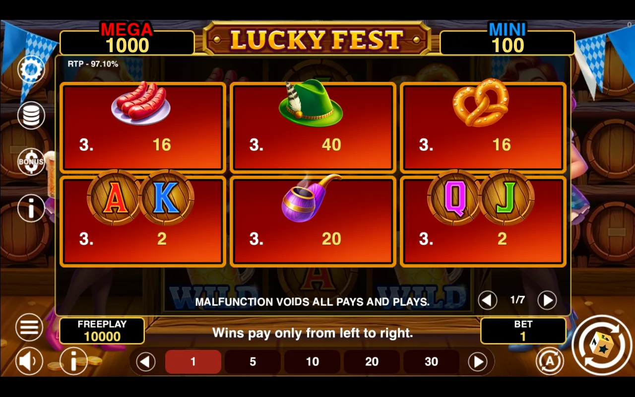 Game rules, page 1 — Lucky Fest Hold And Win