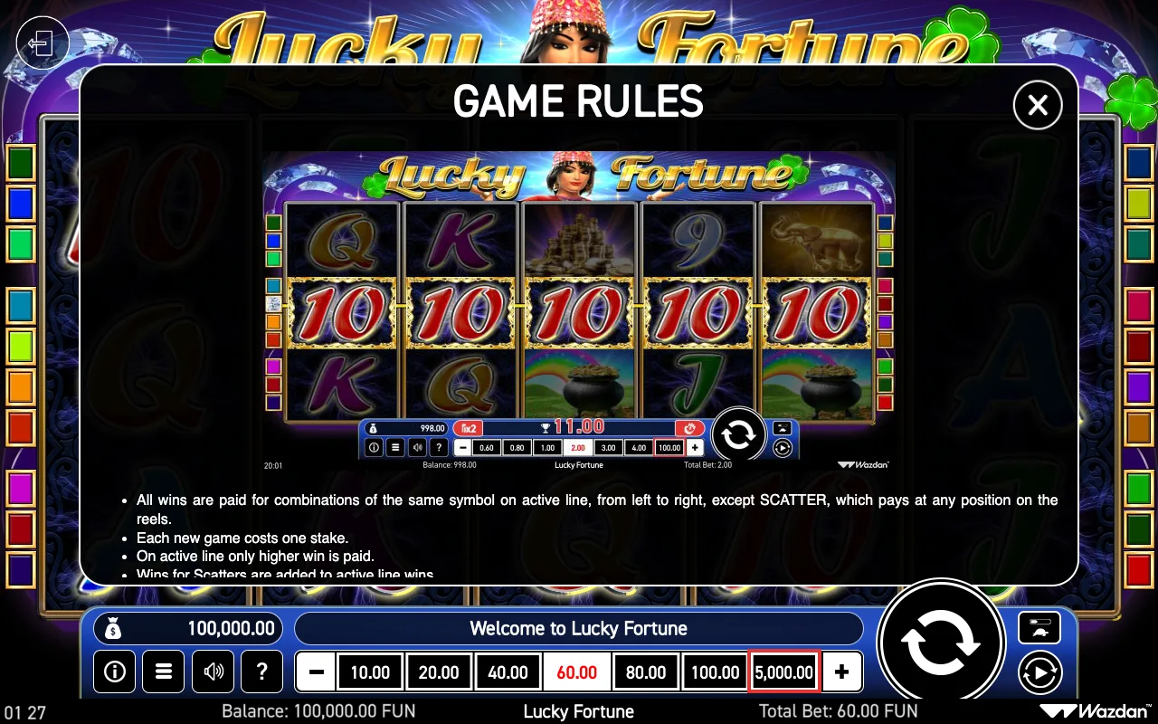 Game rules — Lucky Fortune