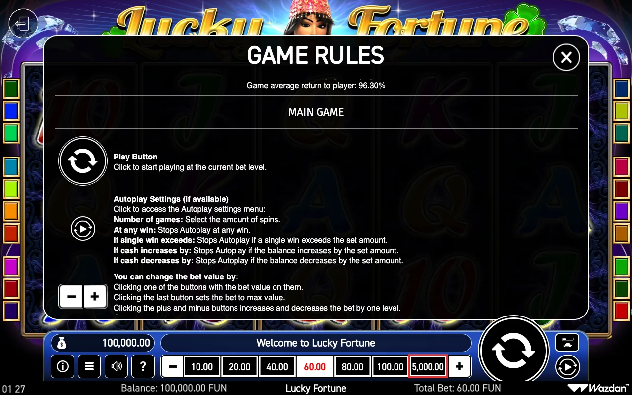 Game rules, page 5 — Lucky Fortune