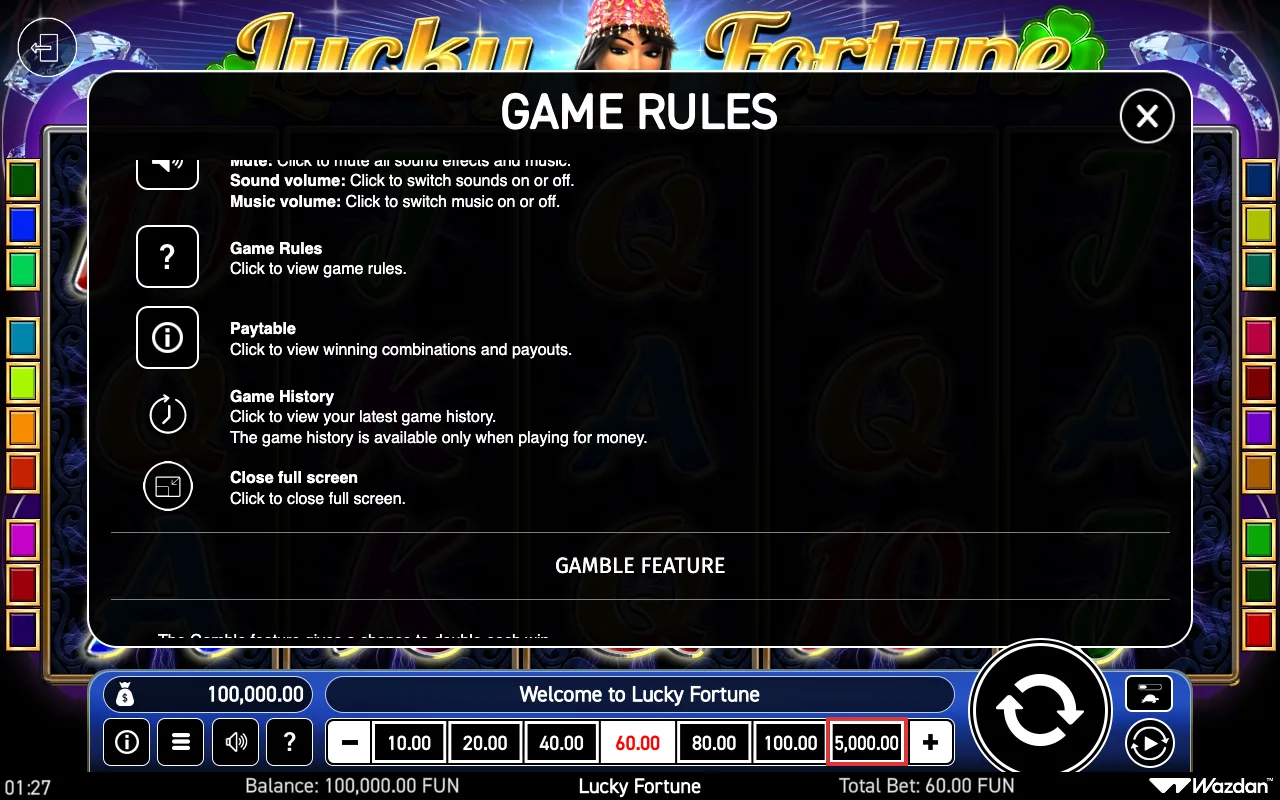 Game rules, page 6 — Lucky Fortune