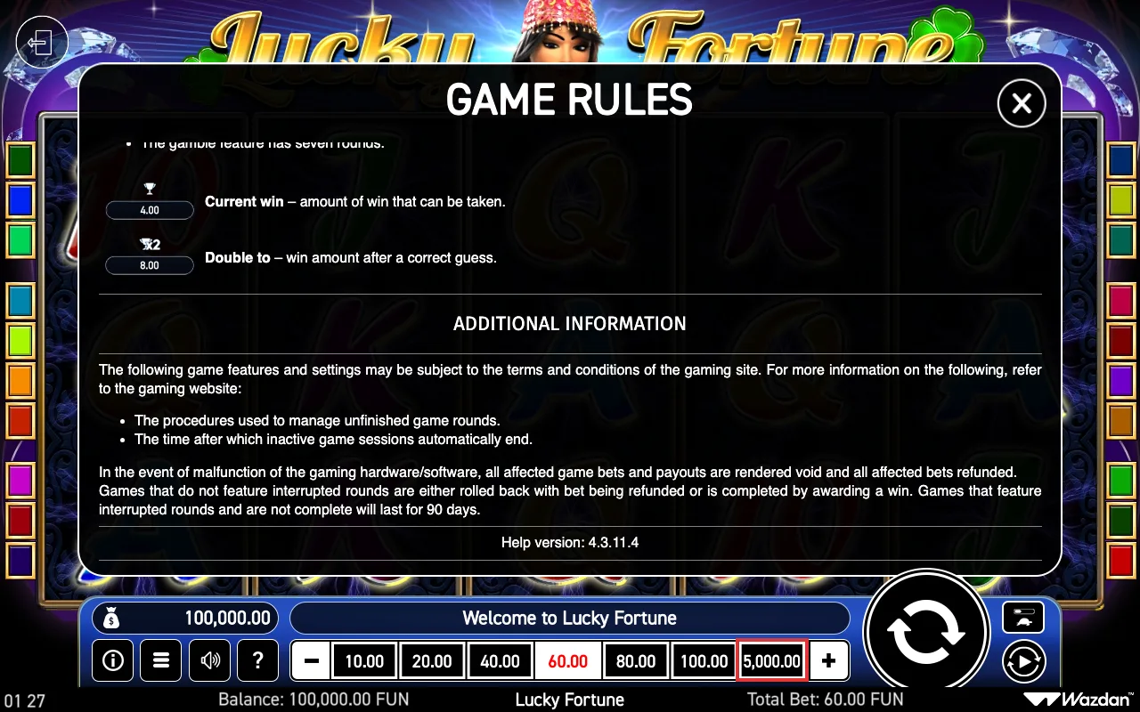 Game rules, page 7 — Lucky Fortune