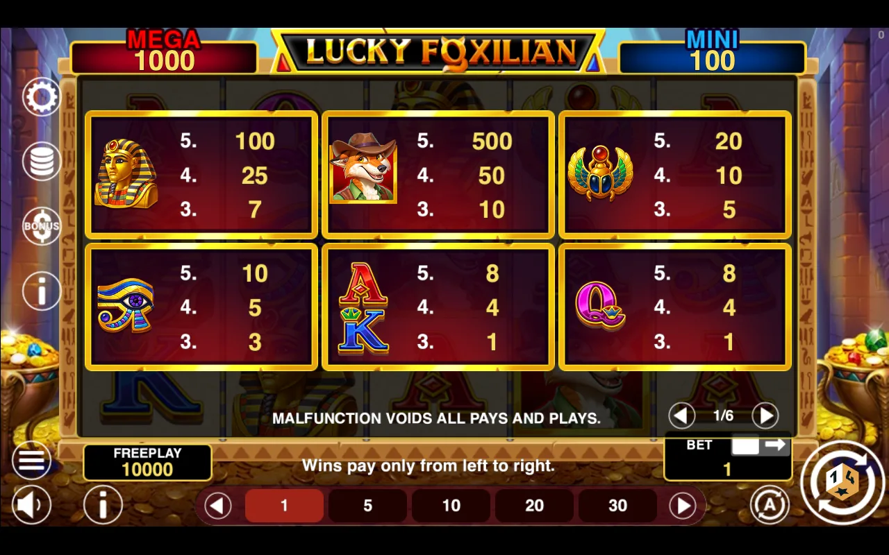 Game rules, page 1 — Lucky Foxilian Hold And Win