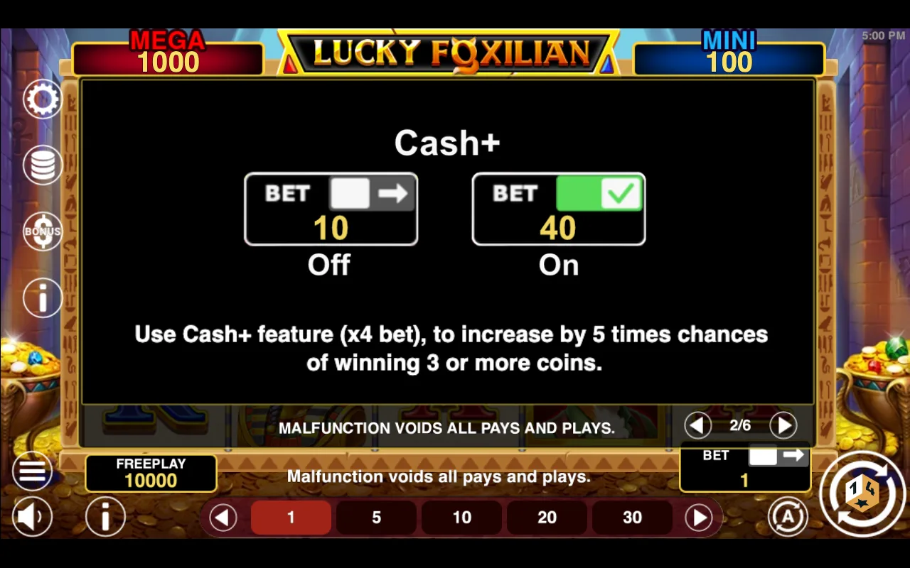 Game rules, page 2 — Lucky Foxilian Hold And Win