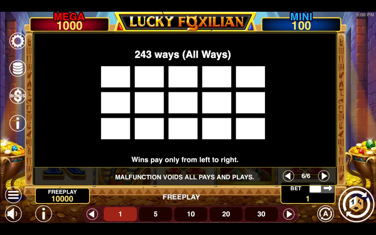 Game rules, page 6 — Lucky Foxilian Hold And Win