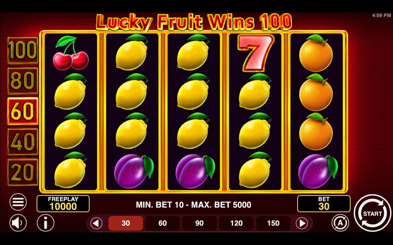 The base game — Lucky Fruit Wins 100