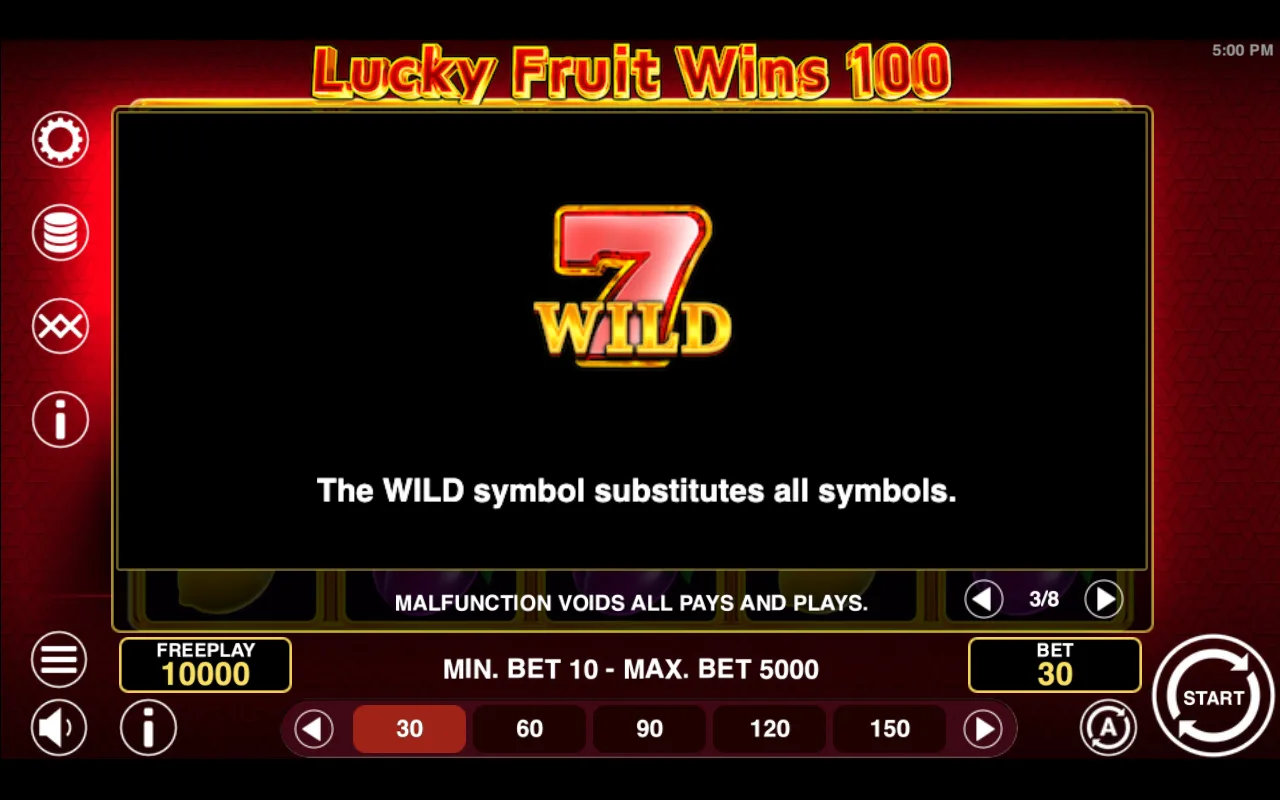 Game rules, page 3 — Lucky Fruit Wins 100