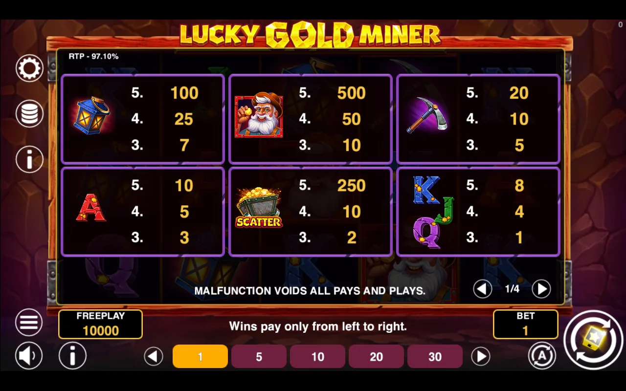Game rules, page 1 — Lucky Gold Miner