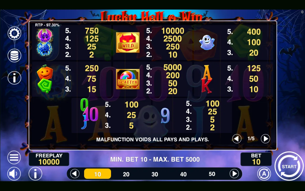 Game rules, page 1 — Lucky Hell o Win