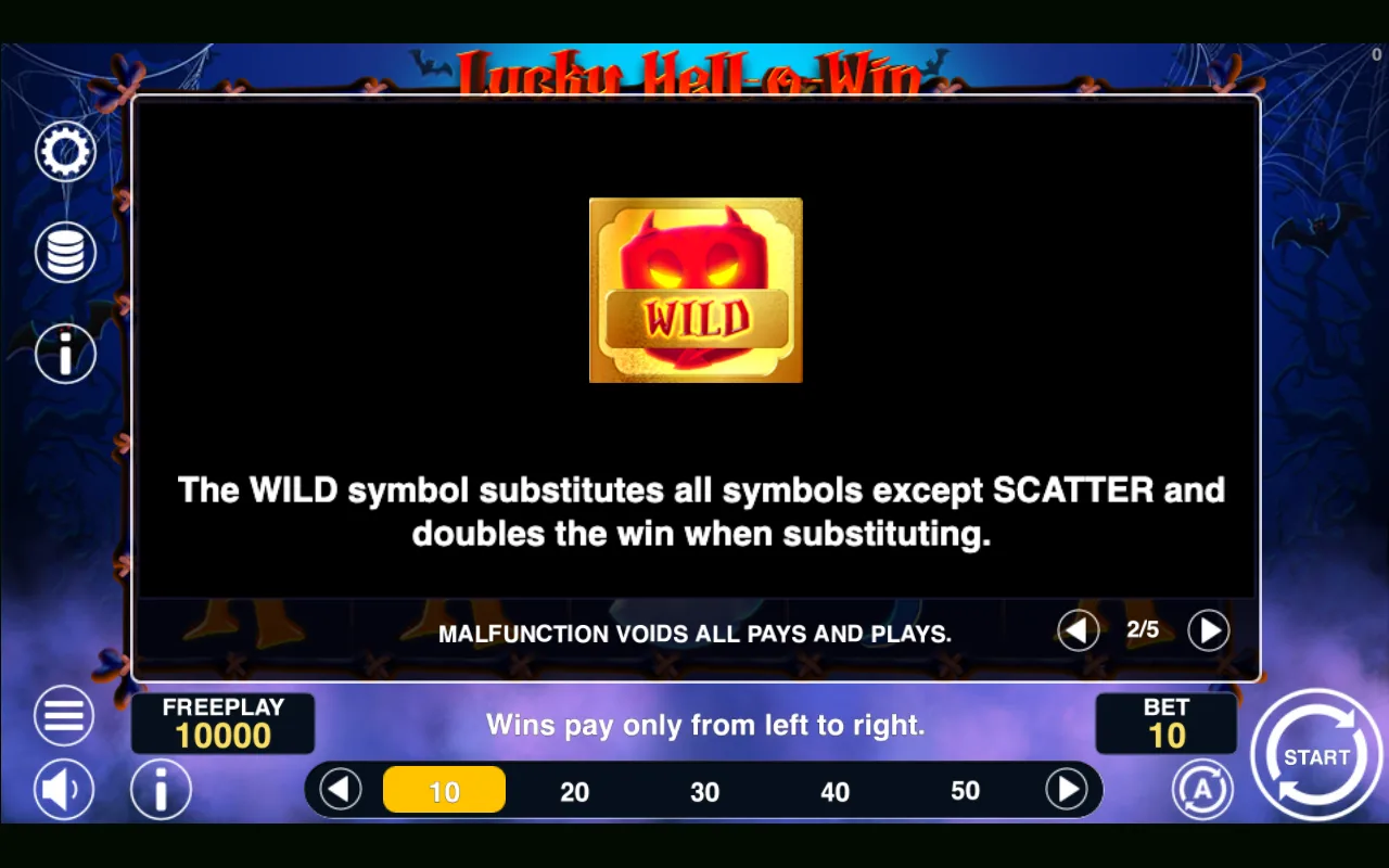 Game rules, page 2 — Lucky Hell o Win