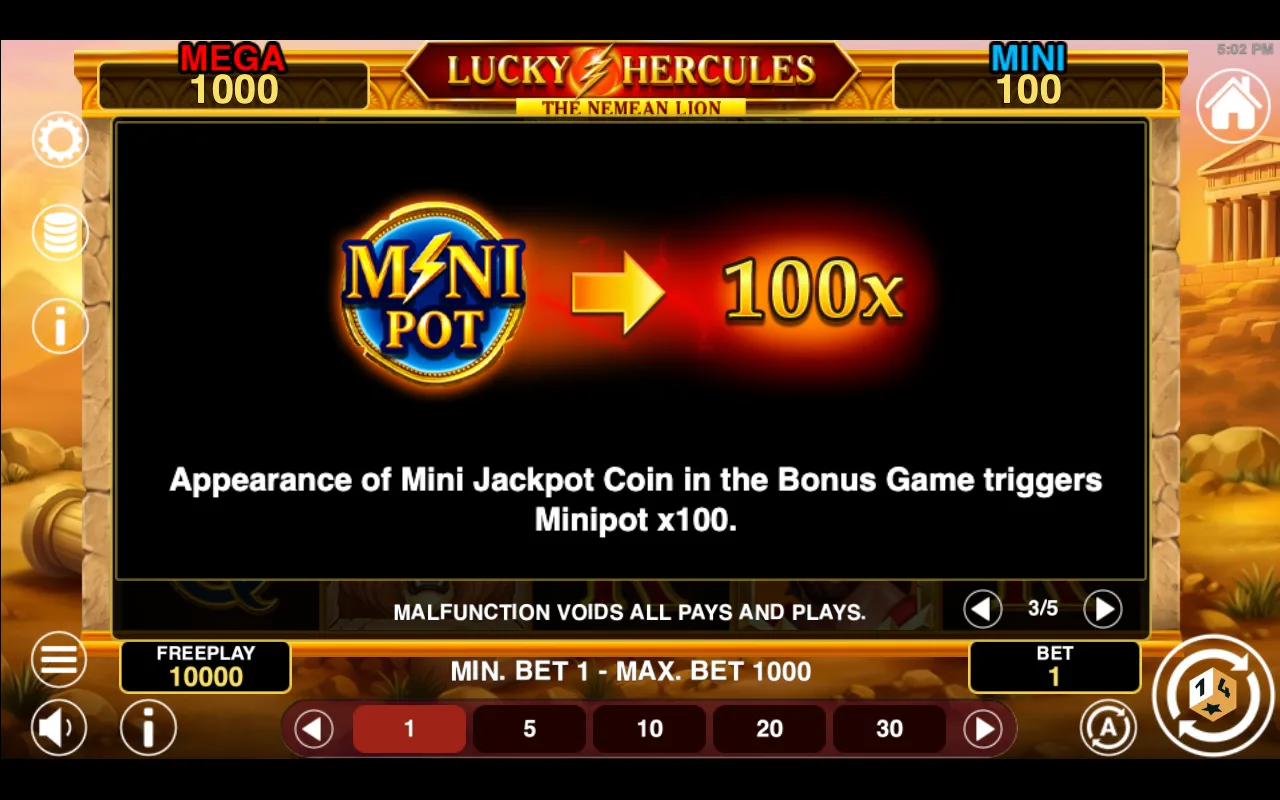 Game rules, page 3 — Lucky Hercules Hold And Win