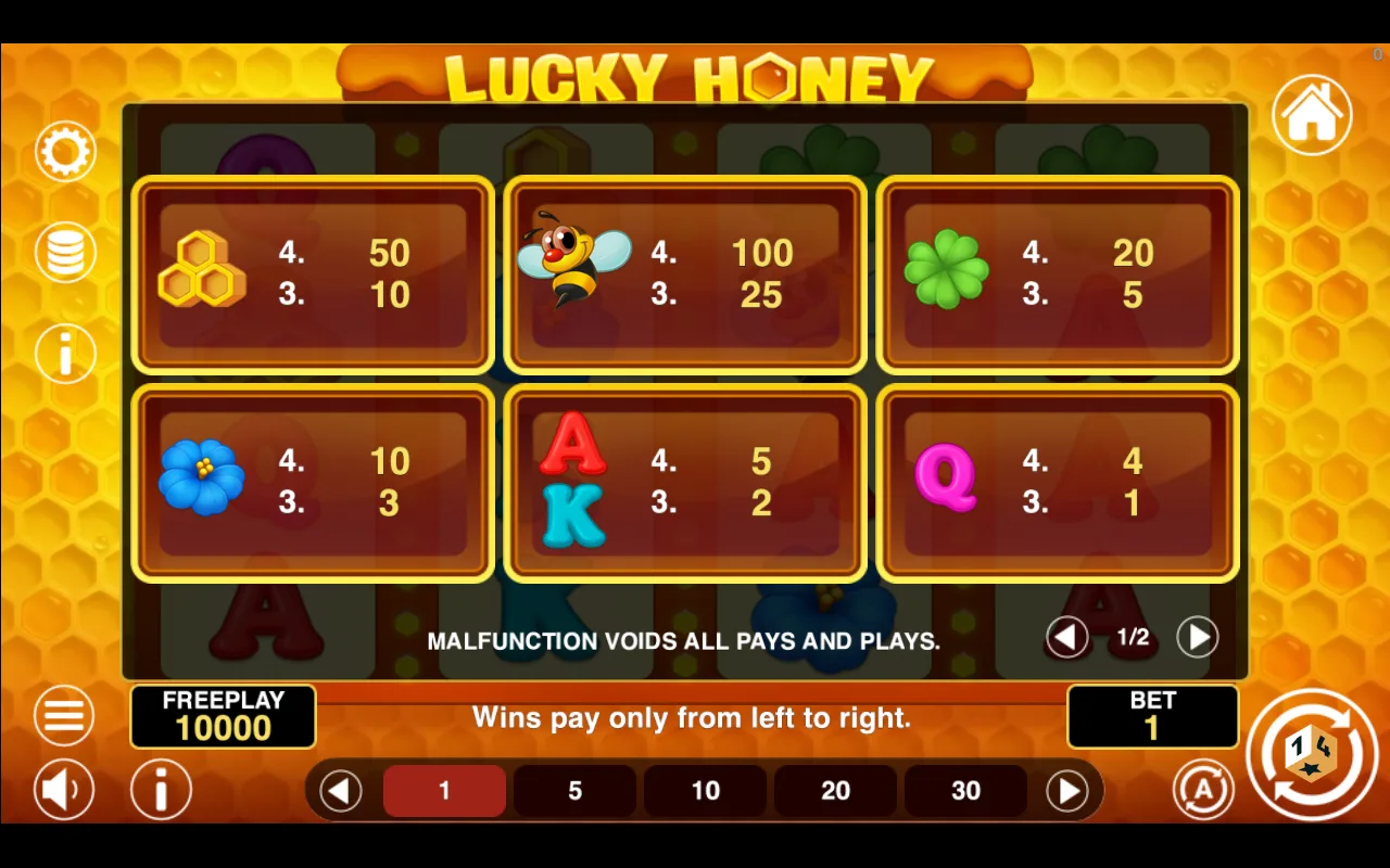 Game rules, page 1 — Lucky Honey