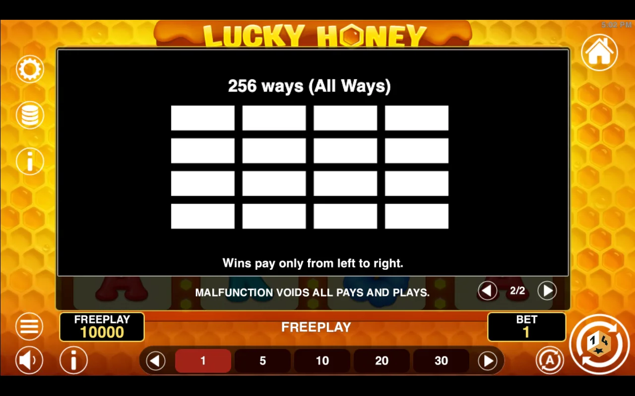 Game rules, page 2 — Lucky Honey