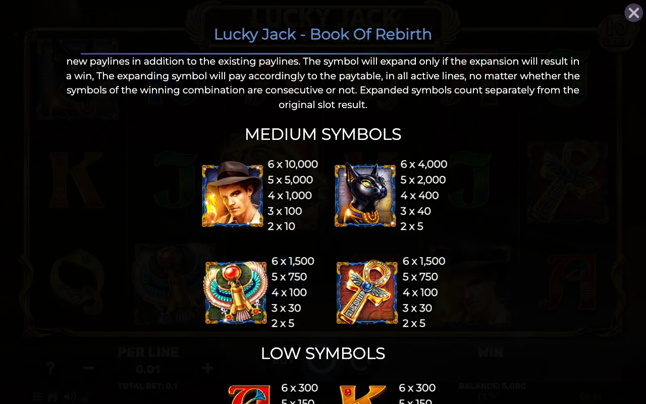 Medium symbols — Lucky Jack Book of Rebirth