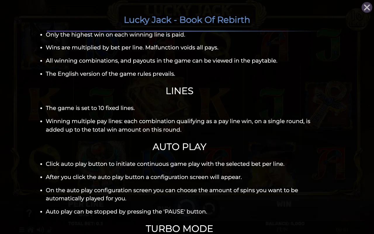 Lines — Lucky Jack Book of Rebirth