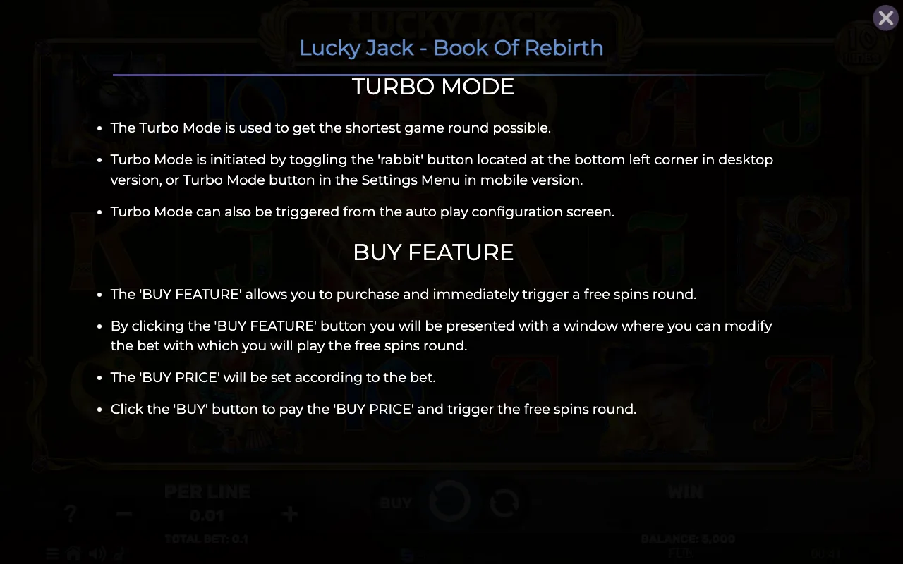 Game rules, page 7 — Lucky Jack Book of Rebirth