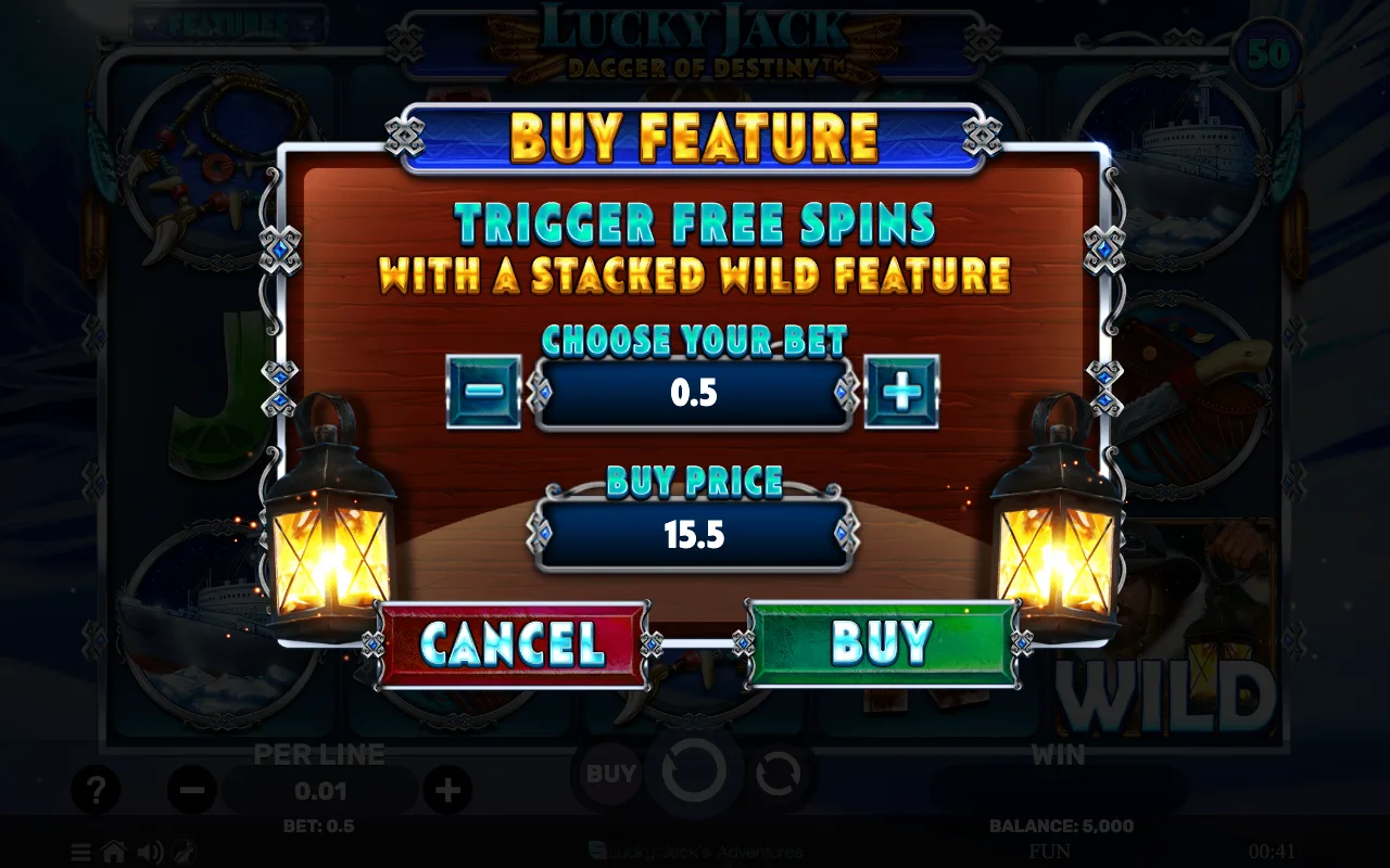 Buying the feature — Lucky Jack Dagger of Destiny