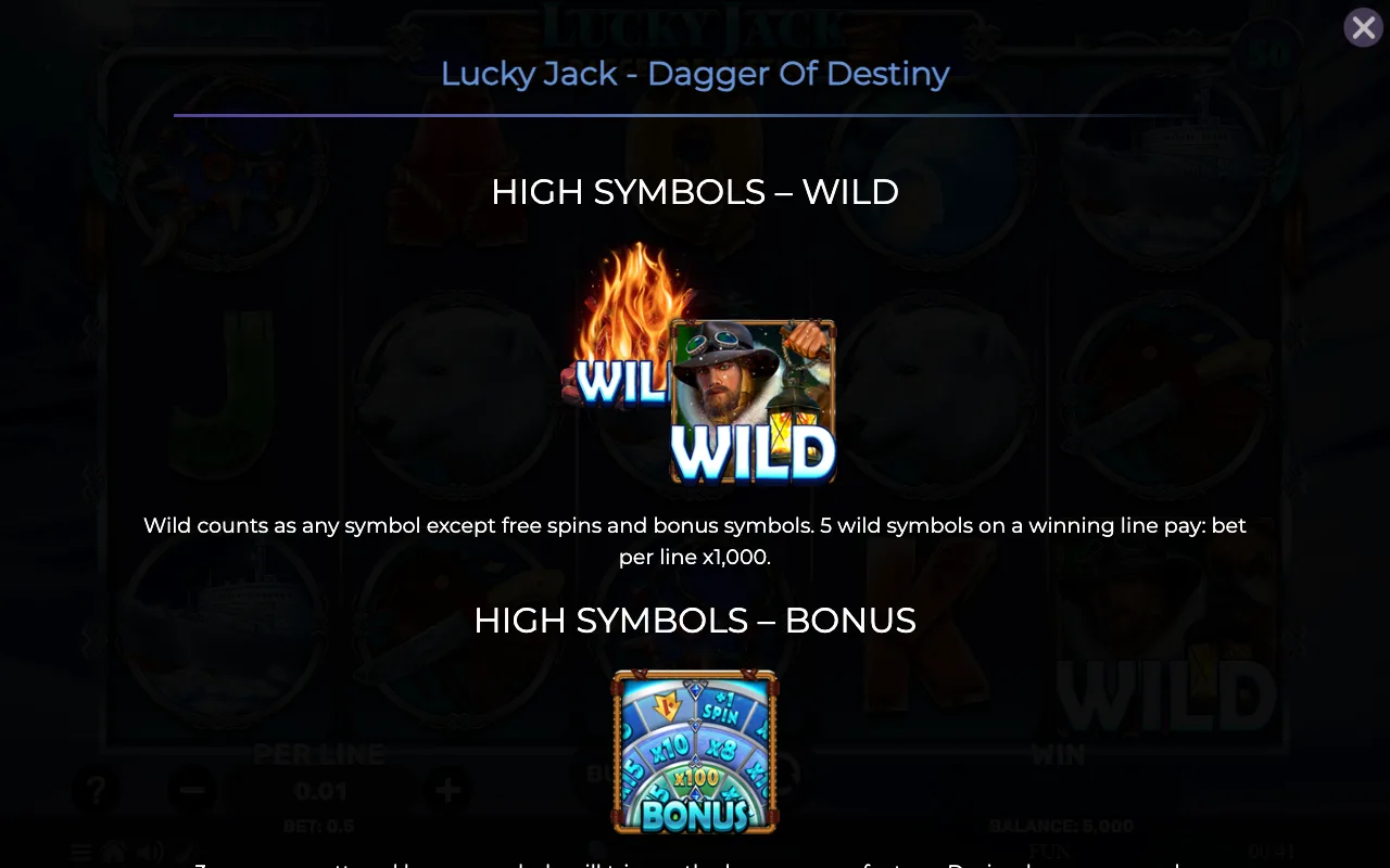 High symbols - wild — Lucky Jack Dagger of Destiny