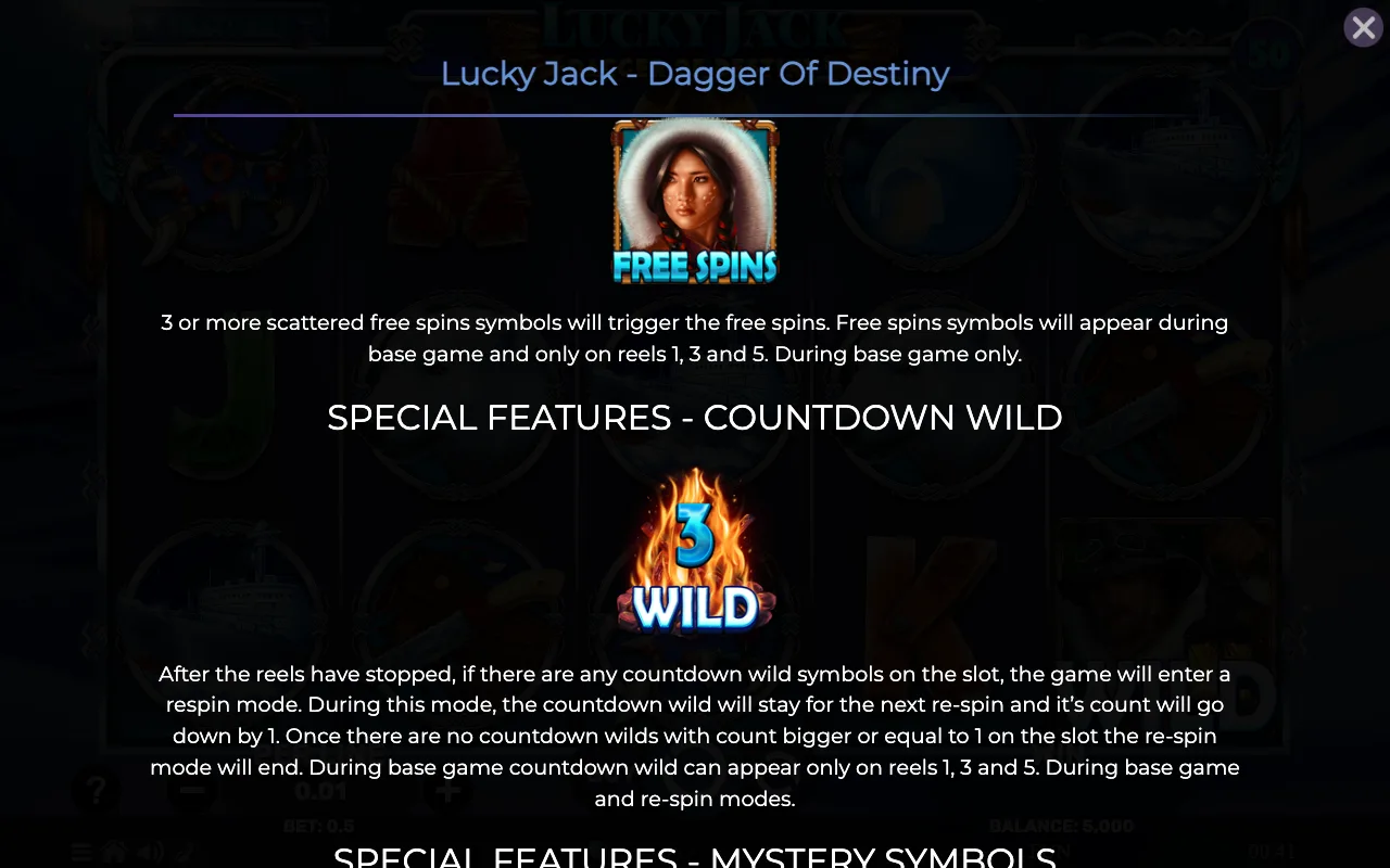 Free spins — Lucky Jack Dagger of Destiny
