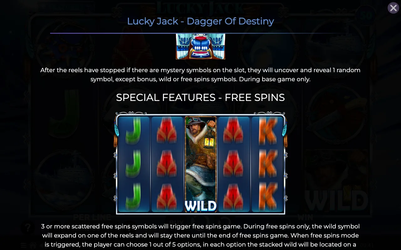 Special features - free spins — Lucky Jack Dagger of Destiny