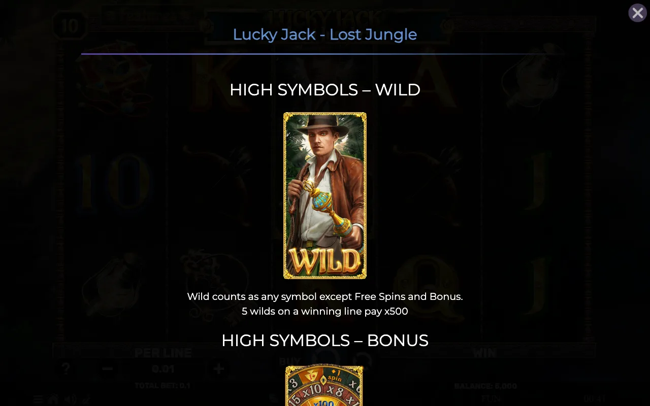 High symbols - wild — Lucky Jack Lost Jungle
