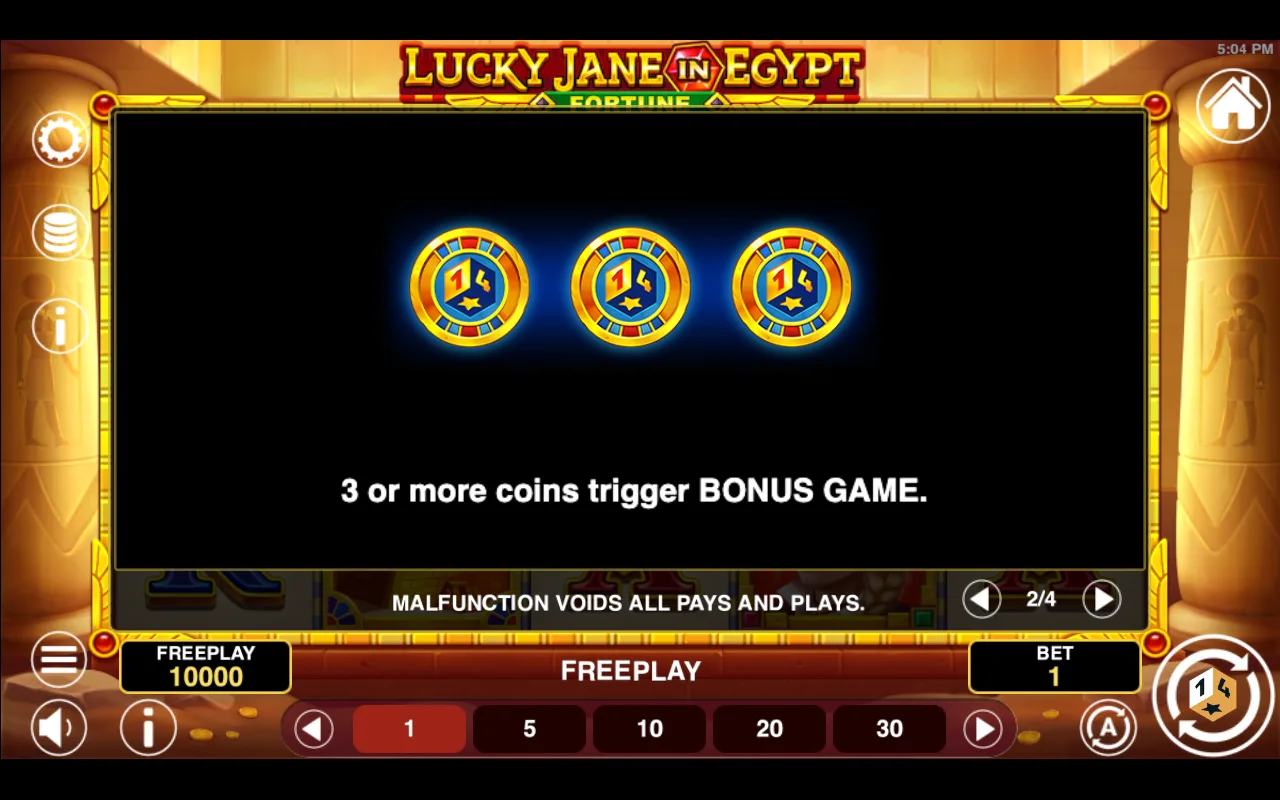 Game rules, page 2 — Lucky Jane in Egypt Fortune