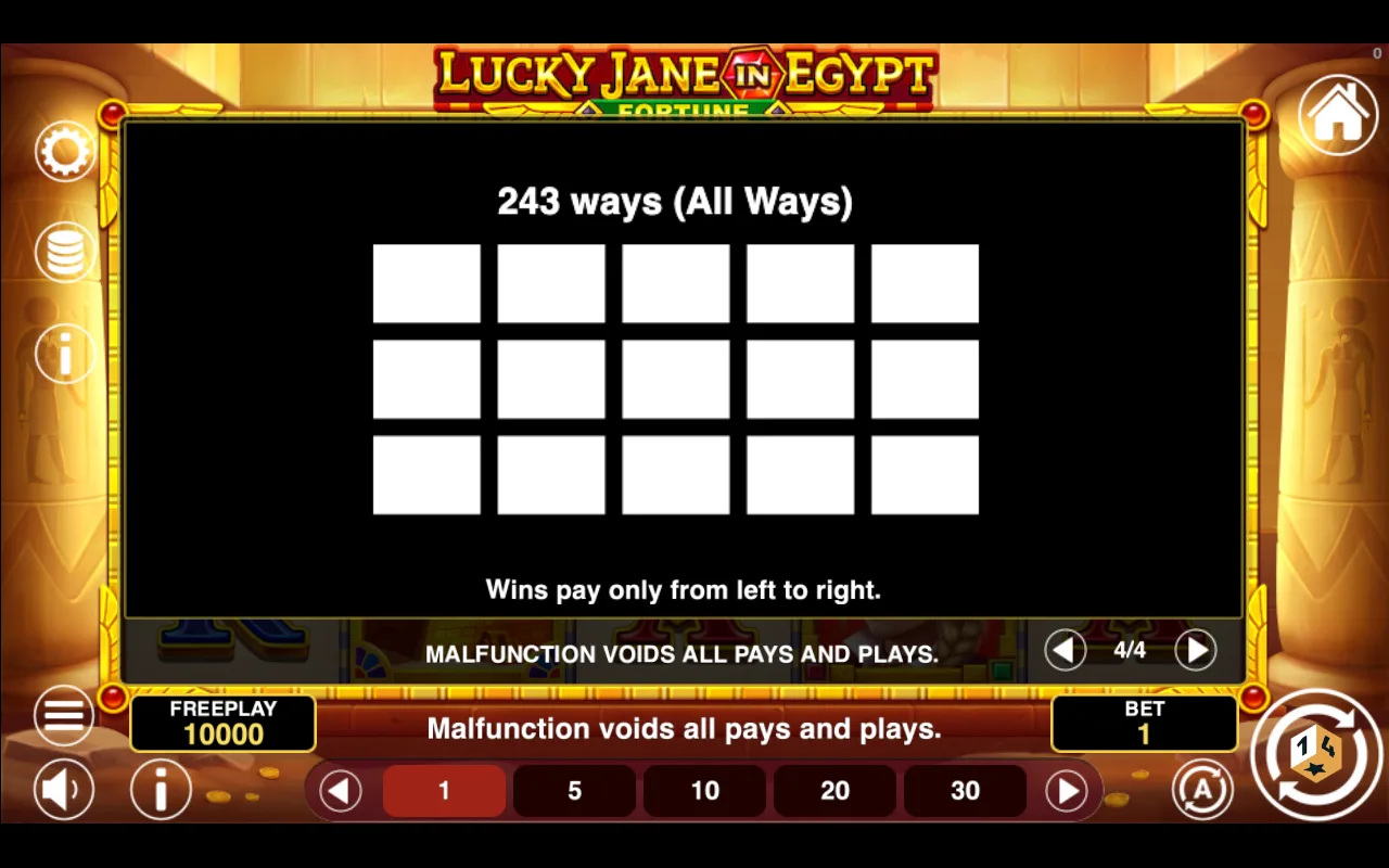 Game rules, page 4 — Lucky Jane in Egypt Fortune