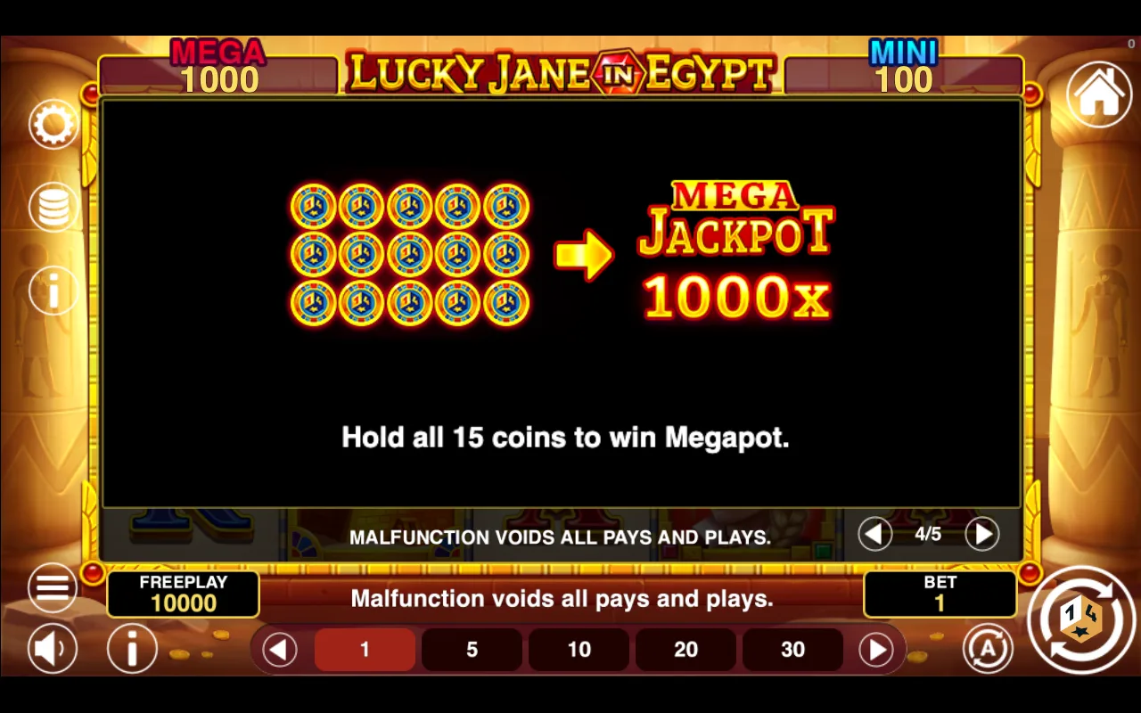 Game rules, page 4 — Lucky Jane in Egypt Hold And Win