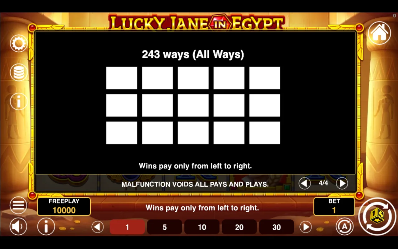 Game rules, page 4 — Lucky Jane in Egypt