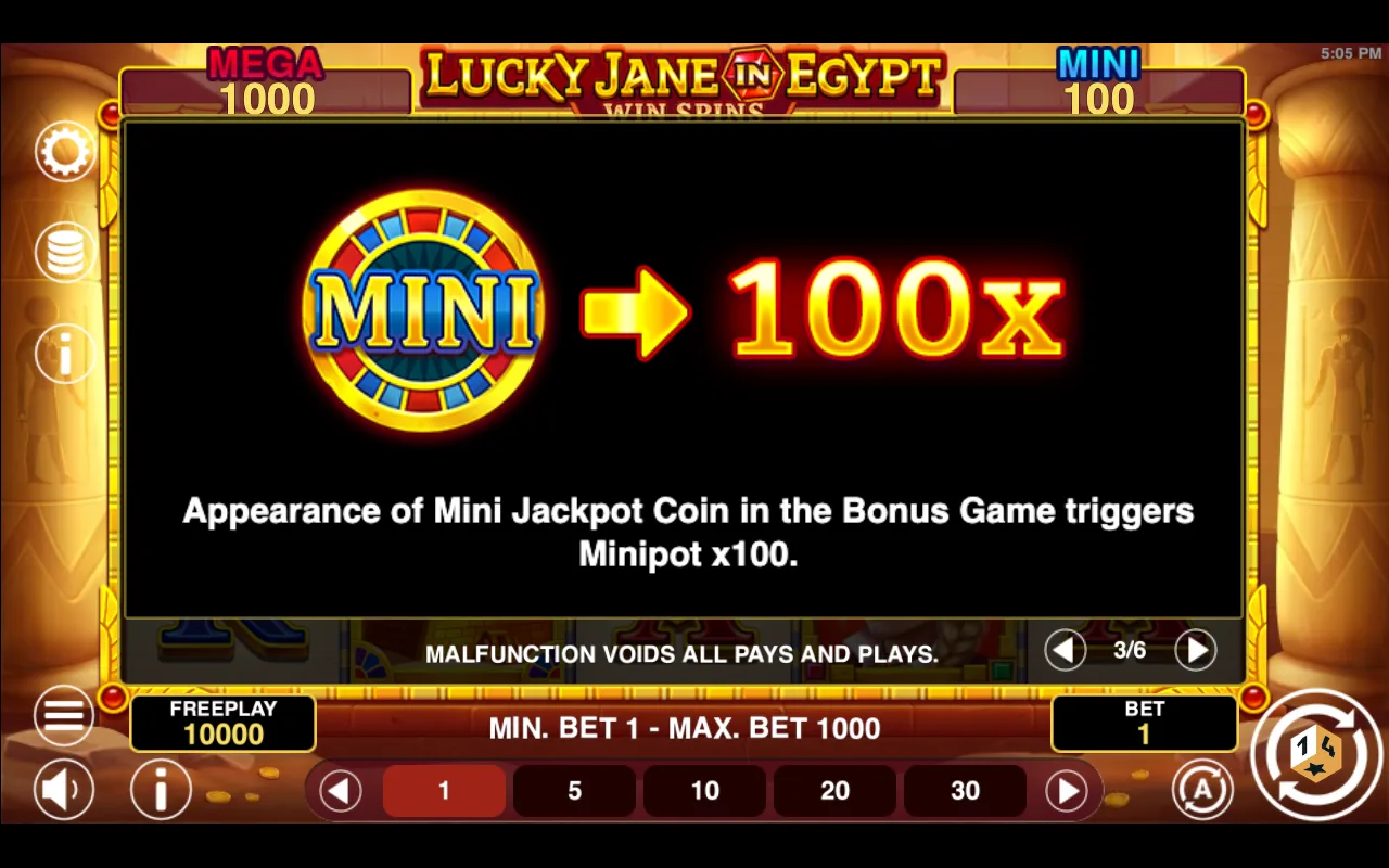 Game rules, page 3 — Lucky Jane in Egypt Win Spins