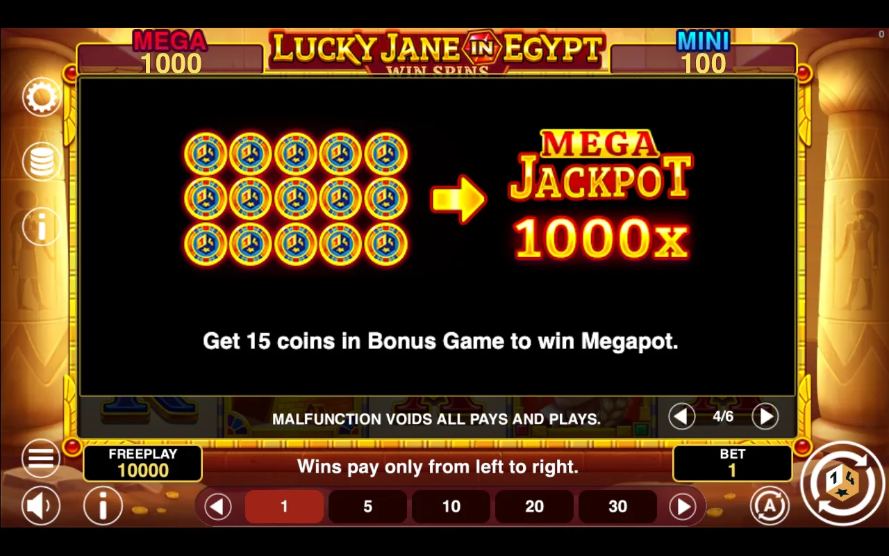 Game rules, page 4 — Lucky Jane in Egypt Win Spins