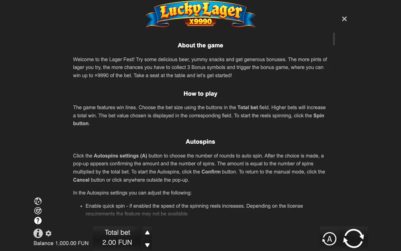 Game rules, page 6 — Lucky Lager X9990