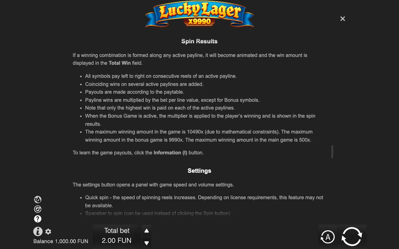 Game rules, page 8 — Lucky Lager X9990