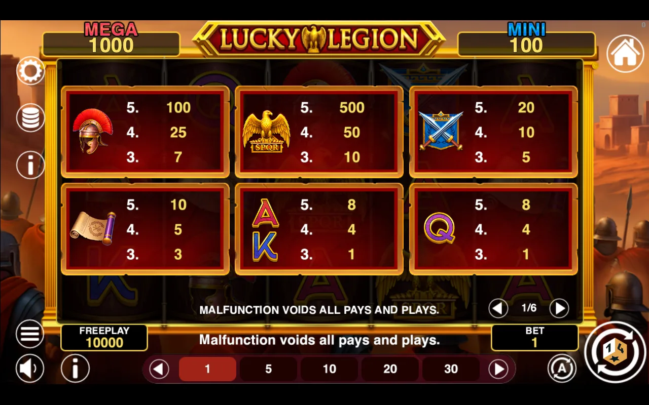 Game rules, page 1 — Lucky Legion Fortune