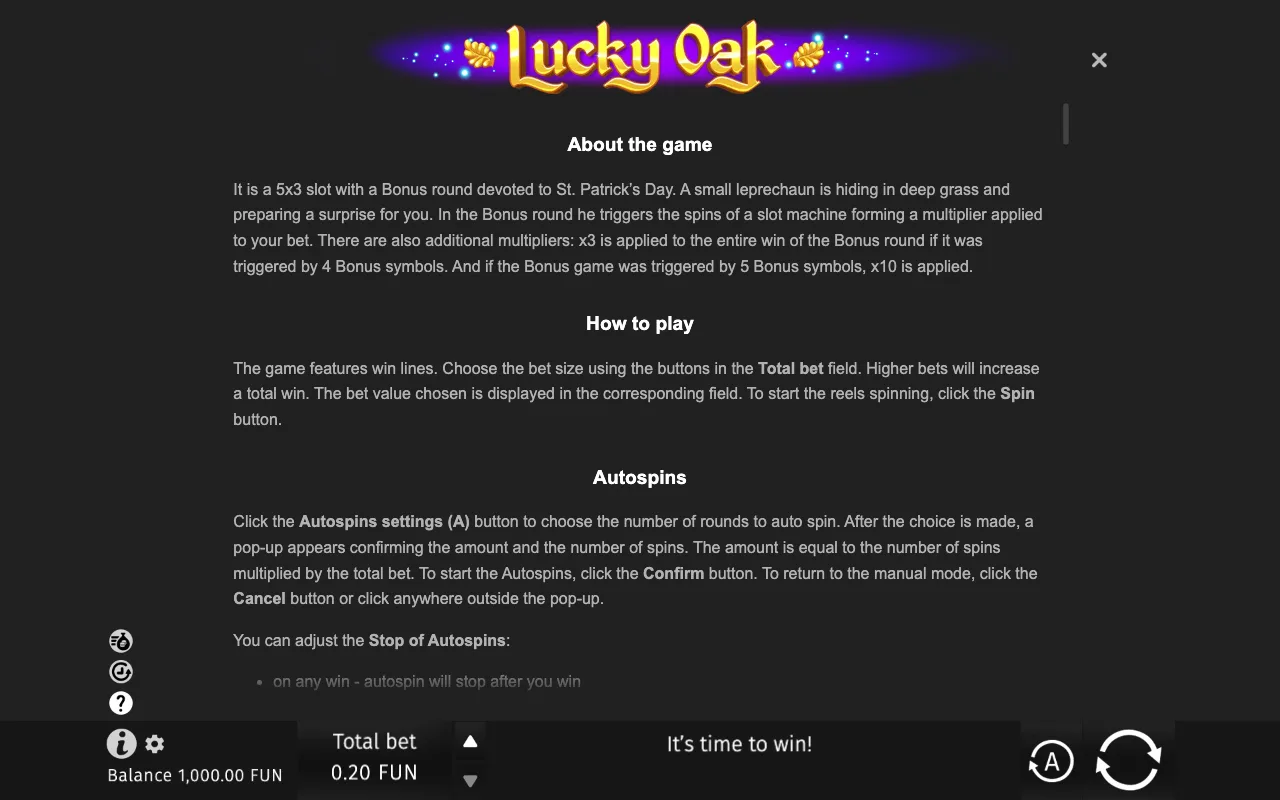 Game rules, page 6 — Lucky Oak