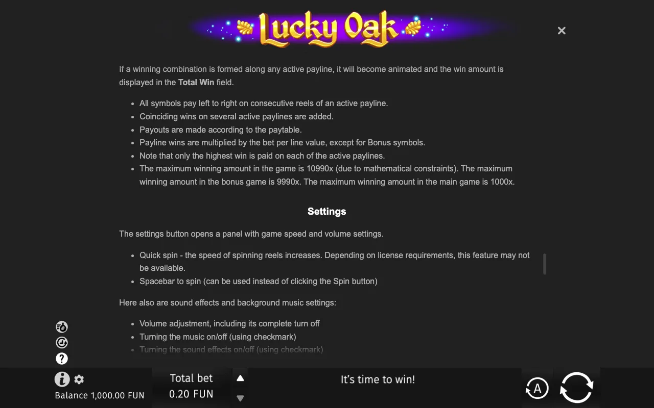Game rules, page 8 — Lucky Oak