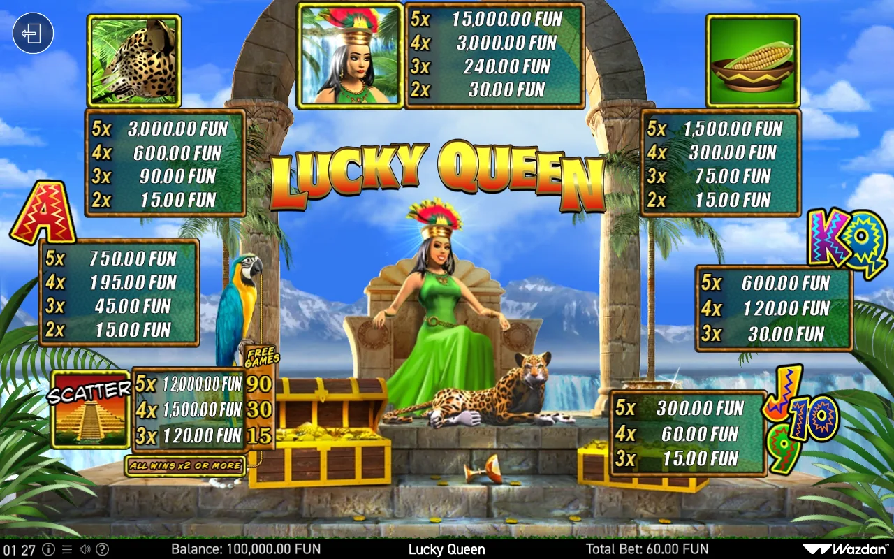 Game rules, page 1 — Lucky Queen