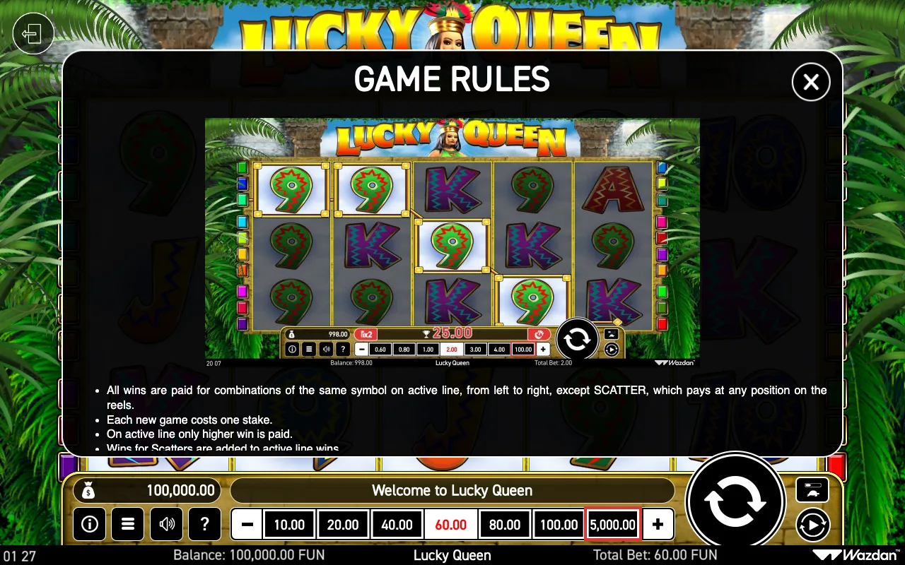 Game rules, page 2 — Lucky Queen