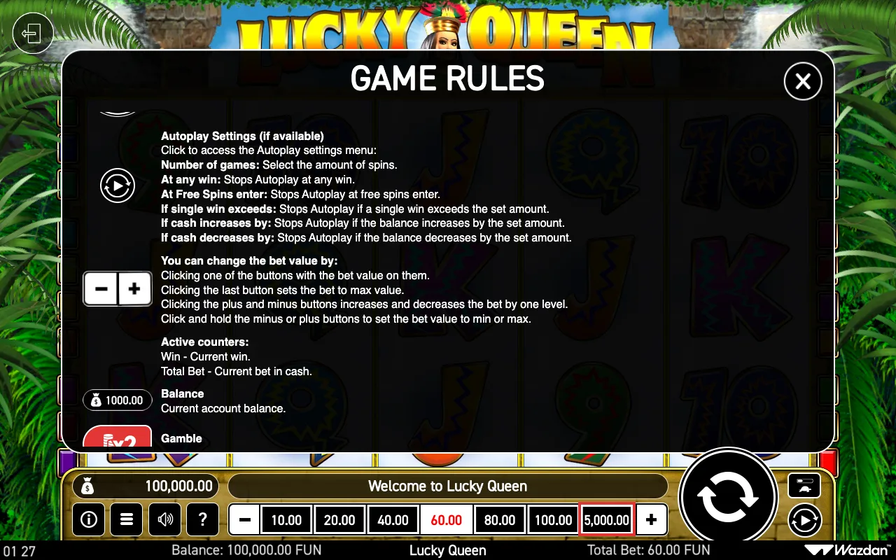 Game rules, page 5 — Lucky Queen