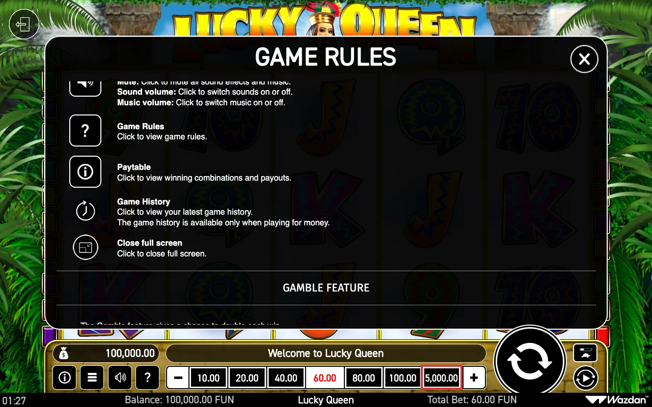 Game rules, page 6 — Lucky Queen