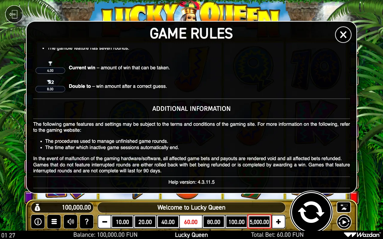 Game rules, page 7 — Lucky Queen