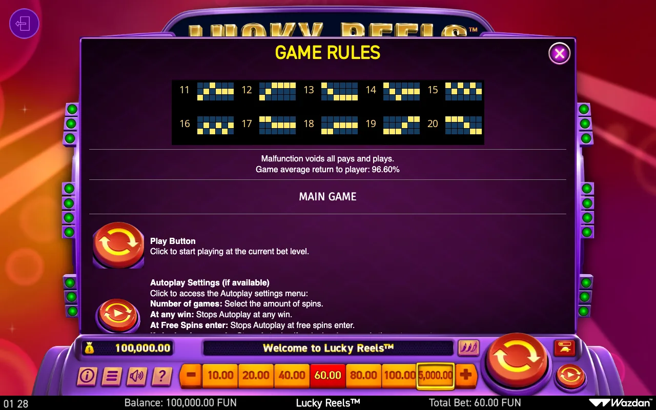 Game rules, page 5 — Lucky Reels