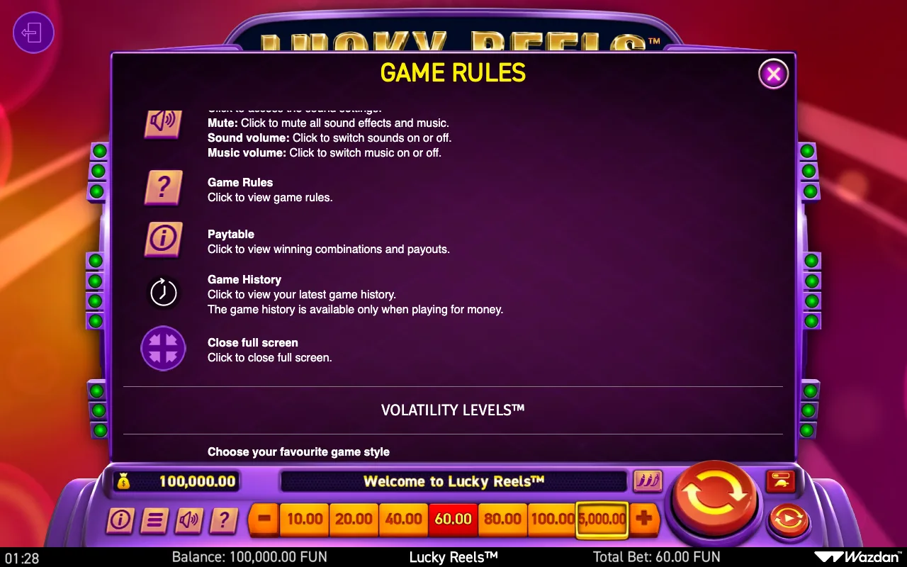 Game rules, page 6 — Lucky Reels
