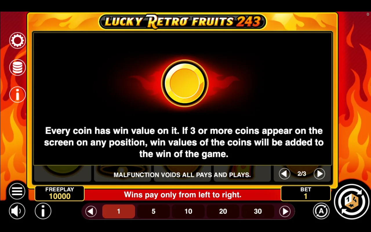 Game rules, page 2 — Lucky Retro Fruits 243