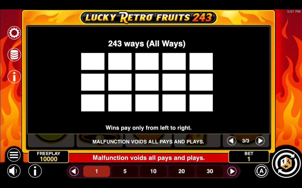 Game rules, page 3 — Lucky Retro Fruits 243