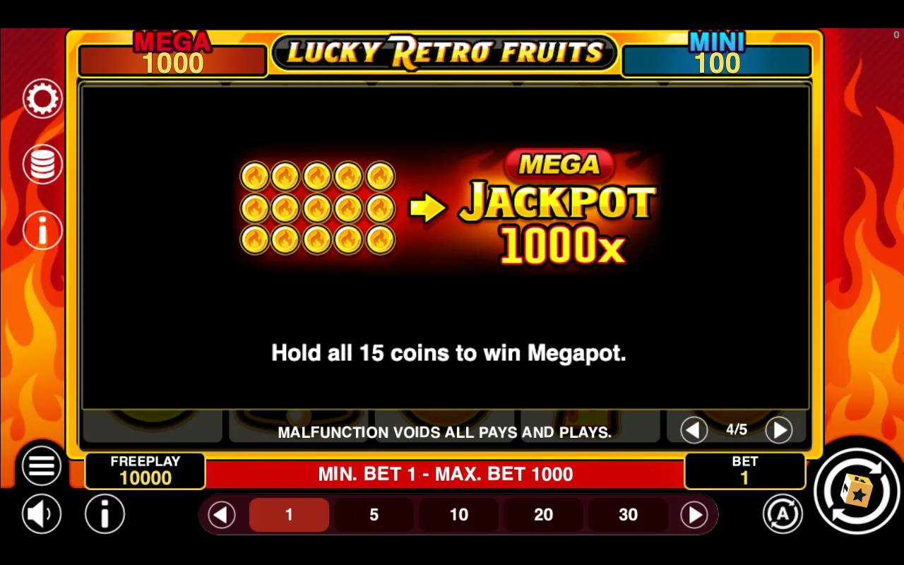 Game rules, page 4 — Lucky Retro Fruits Hold And Win